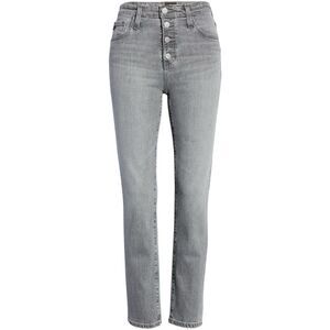AG Jeans Adriano Goldschmied Isabelle Button-Up High Rise Straight Crop Gray NWT